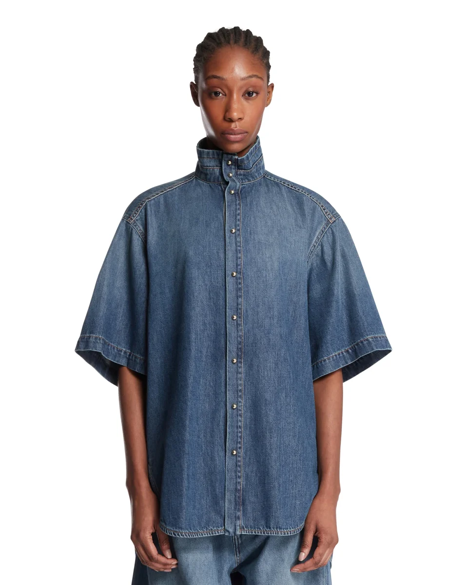 Camicia In Denim Blu Scuro - immagine 2
