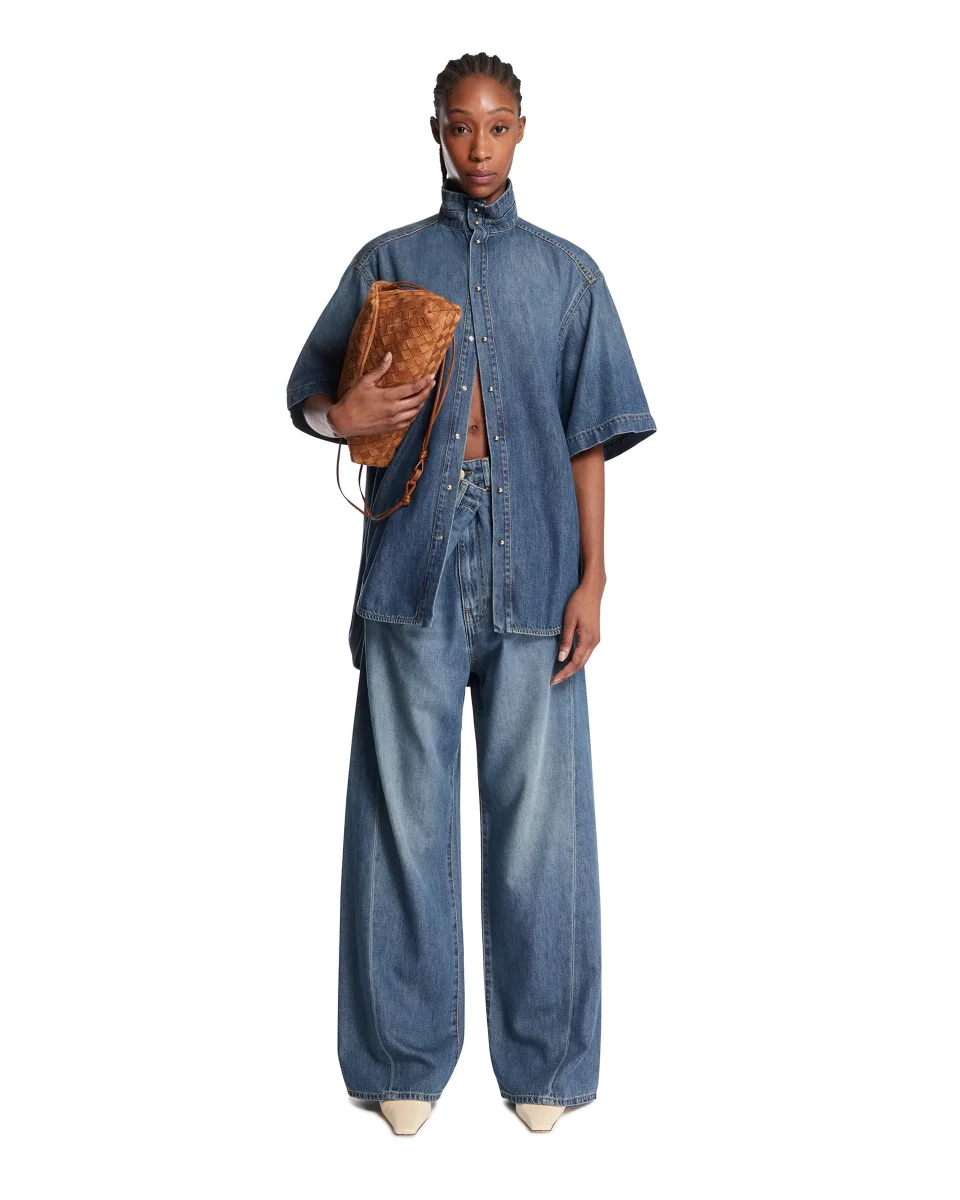 Camicia In Denim Blu Scuro - immagine 4