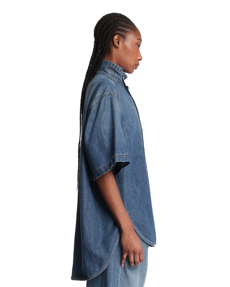 Camicia In Denim Blu Scuro - immagine 5