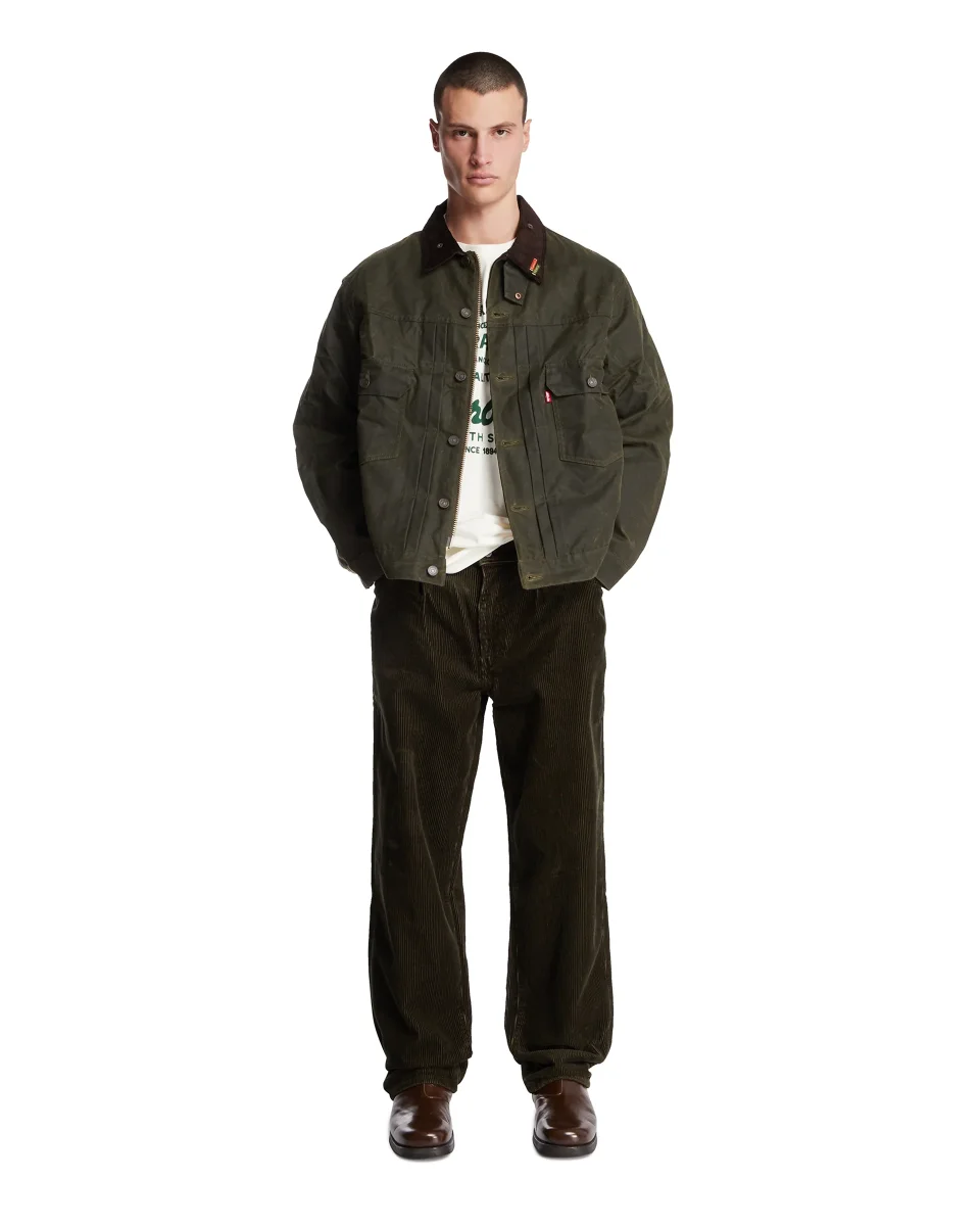 Levi's x Barbour Giacca Type II Trucker Cerata Verde - immagine 4