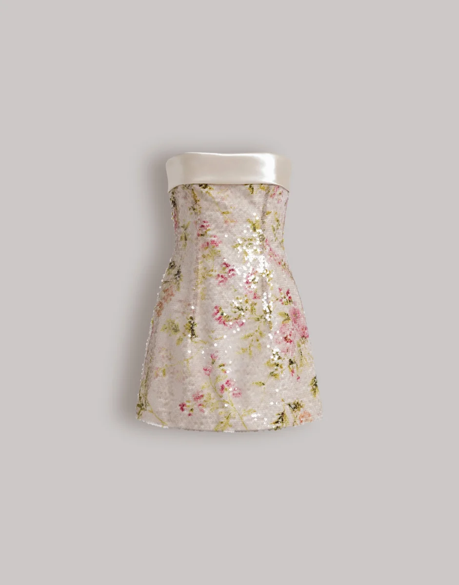 Miniabito con paillettes floreali - immagine 2
