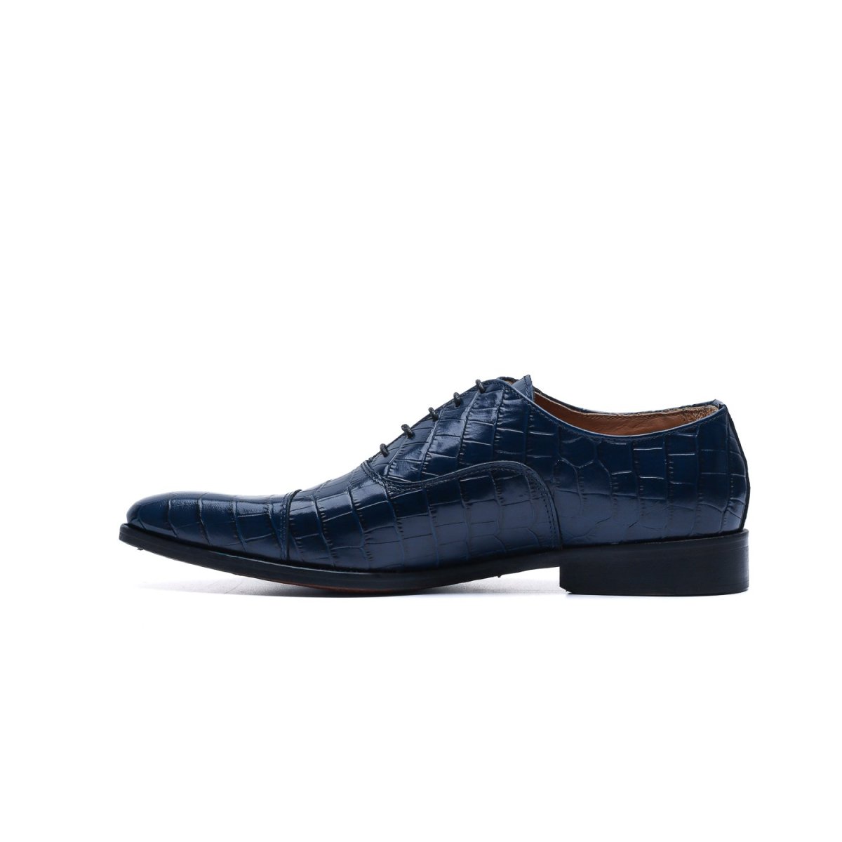Oxford in pelle stampa Crocodile Blu - immagine 7