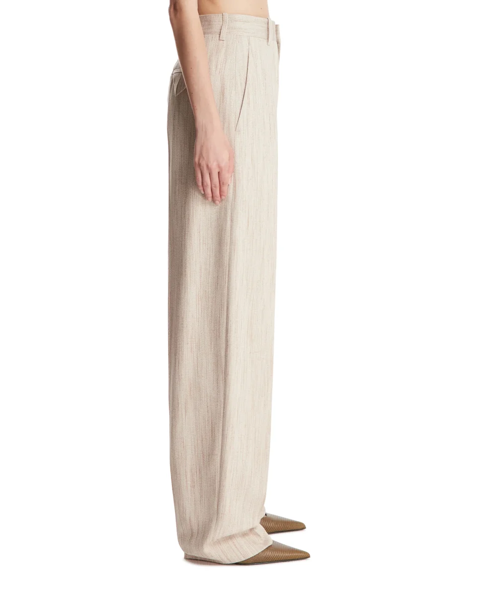 Pantaloni in Seta e Viscosa Beige - immagine 5