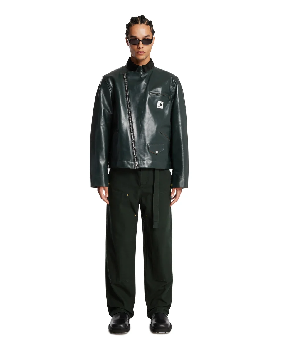 Sacai x Carhartt Giacca In Pelle Verde - immagine 4