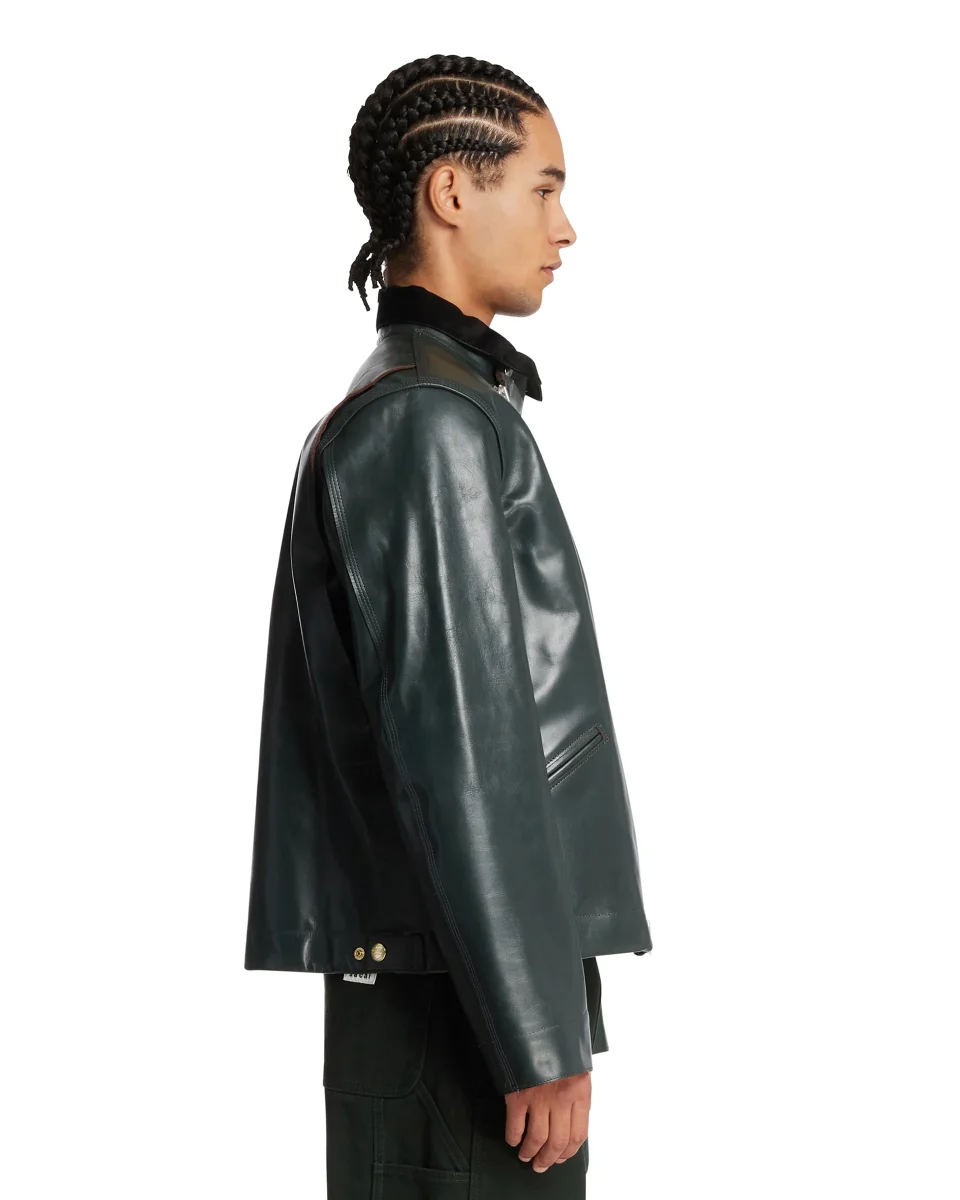 Sacai x Carhartt Giacca In Pelle Verde - immagine 5
