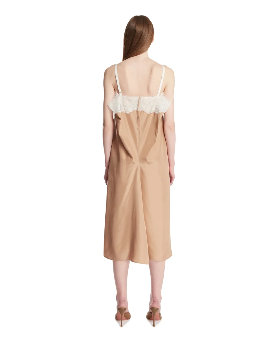 Abito In Seta E Pizzo Beige - immagine 6