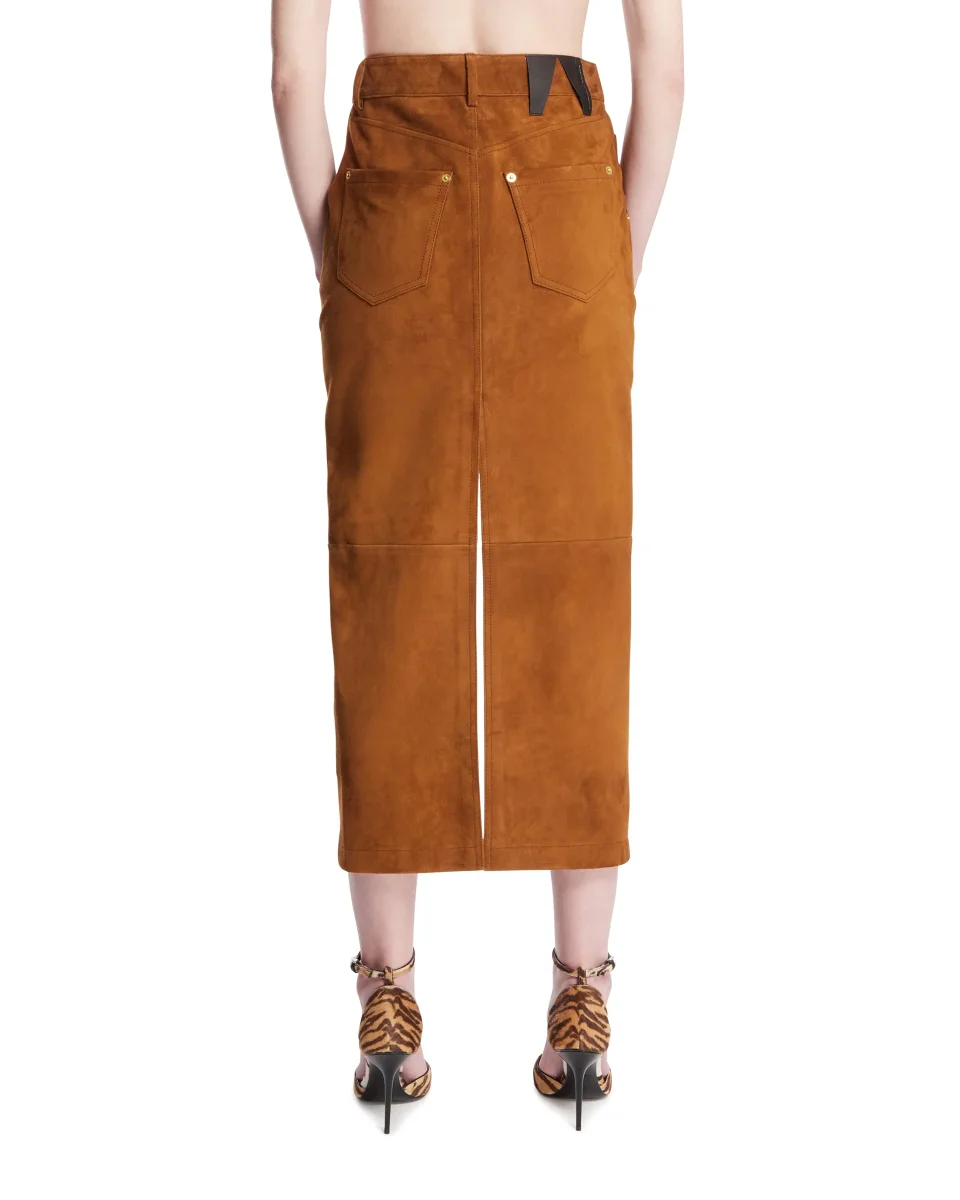Gonna Erika In Suede Marrone - immagine 6