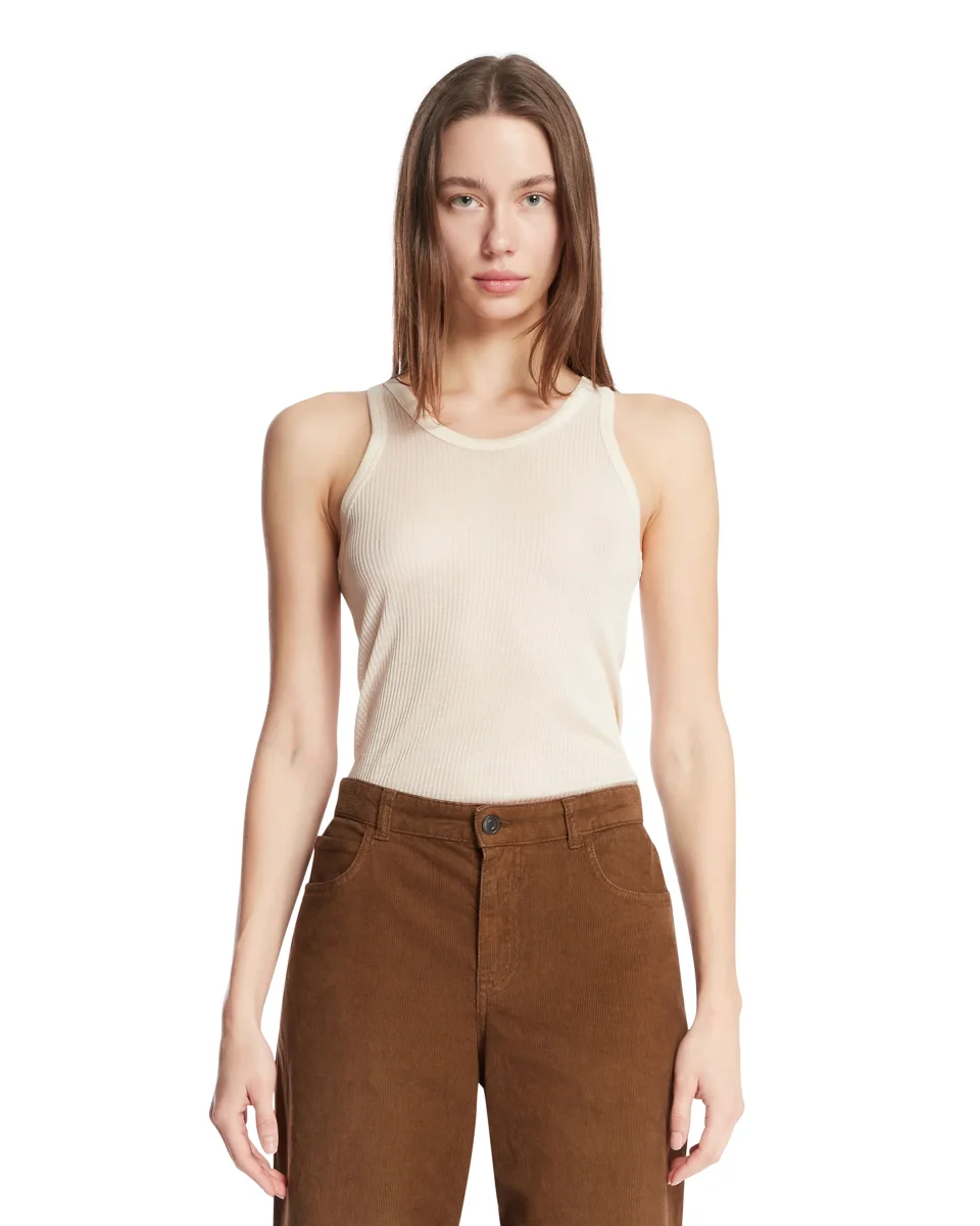 Top In Viscosa E Seta Beige - immagine 2