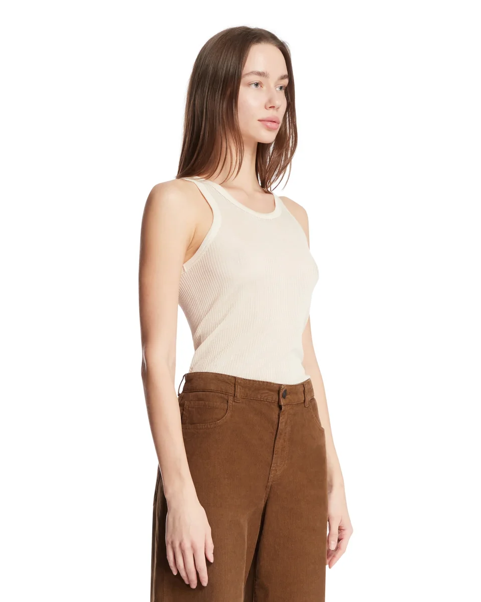 Top In Viscosa E Seta Beige - immagine 3