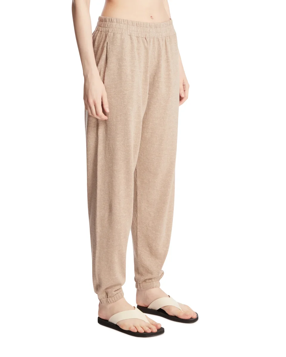 Pantaloni In Cotone E Lino Beige - immagine 3