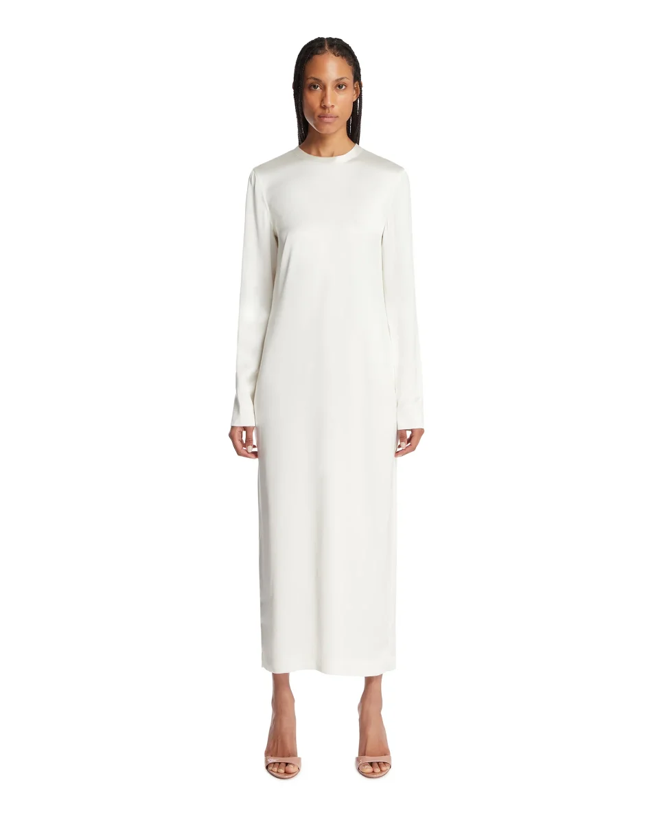 Abito Lungo In Satin Bianco - immagine 2