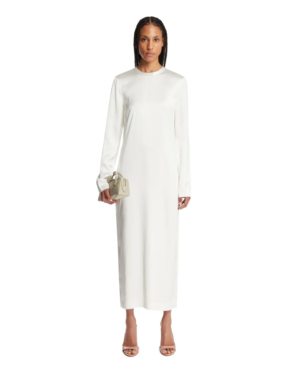 Abito Lungo In Satin Bianco - immagine 4